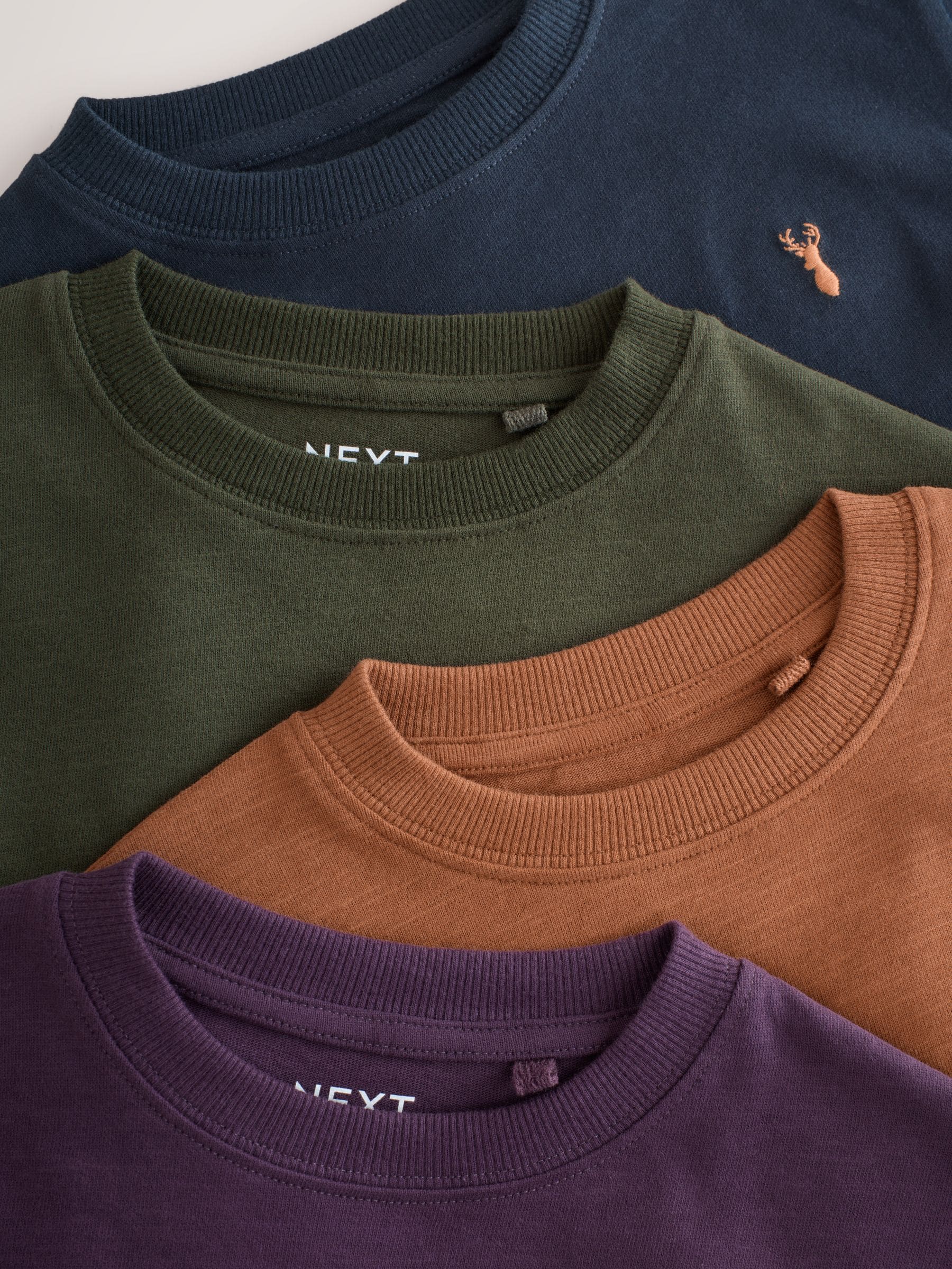 Dsiney Kidz - Khaki/Tan/Purple/Navy Stag Logo Long Sleeve Cosy T-Shirts 4 Pack (3-16yrs) image 7