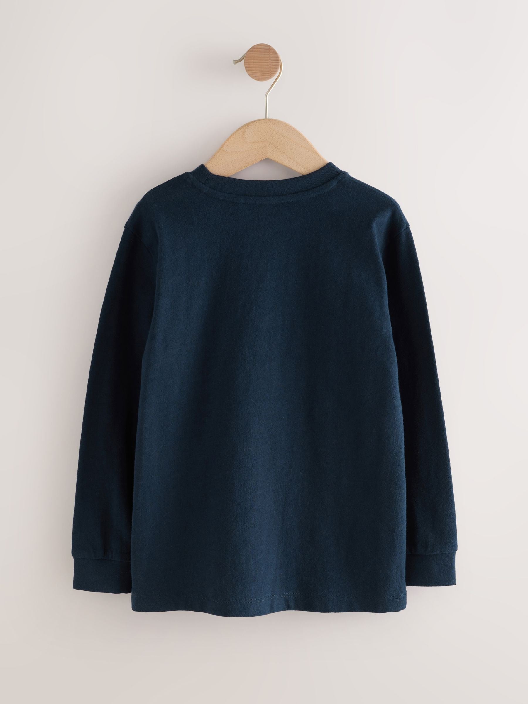Dsiney Kidz - Berry/Tan/Navy Long Sleeve Colourblock T-Shirts 3 Pack (3-16yrs) image 5