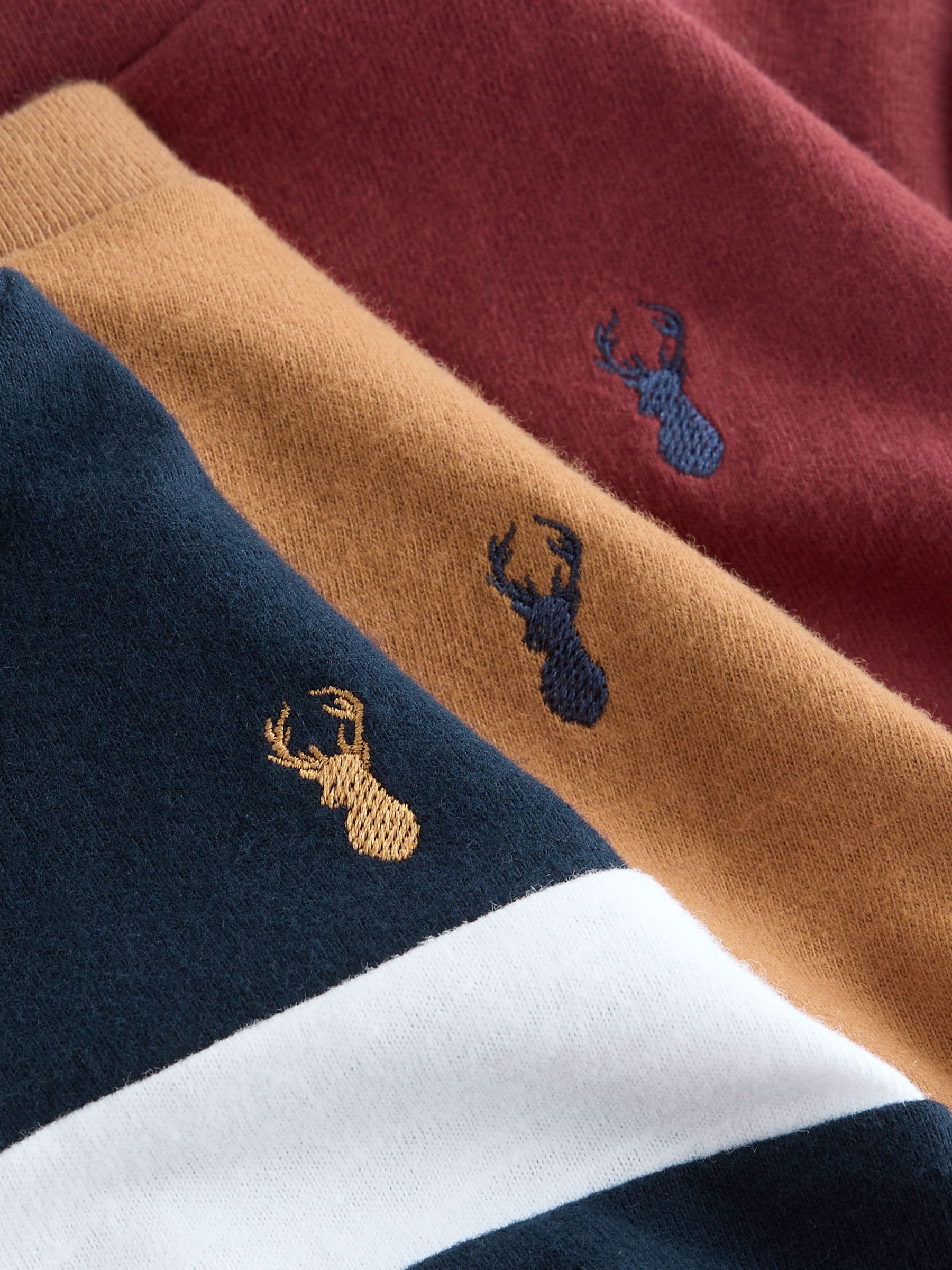 Dsiney Kidz - Berry/Tan/Navy Long Sleeve Colourblock T-Shirts 3 Pack (3-16yrs) image 8