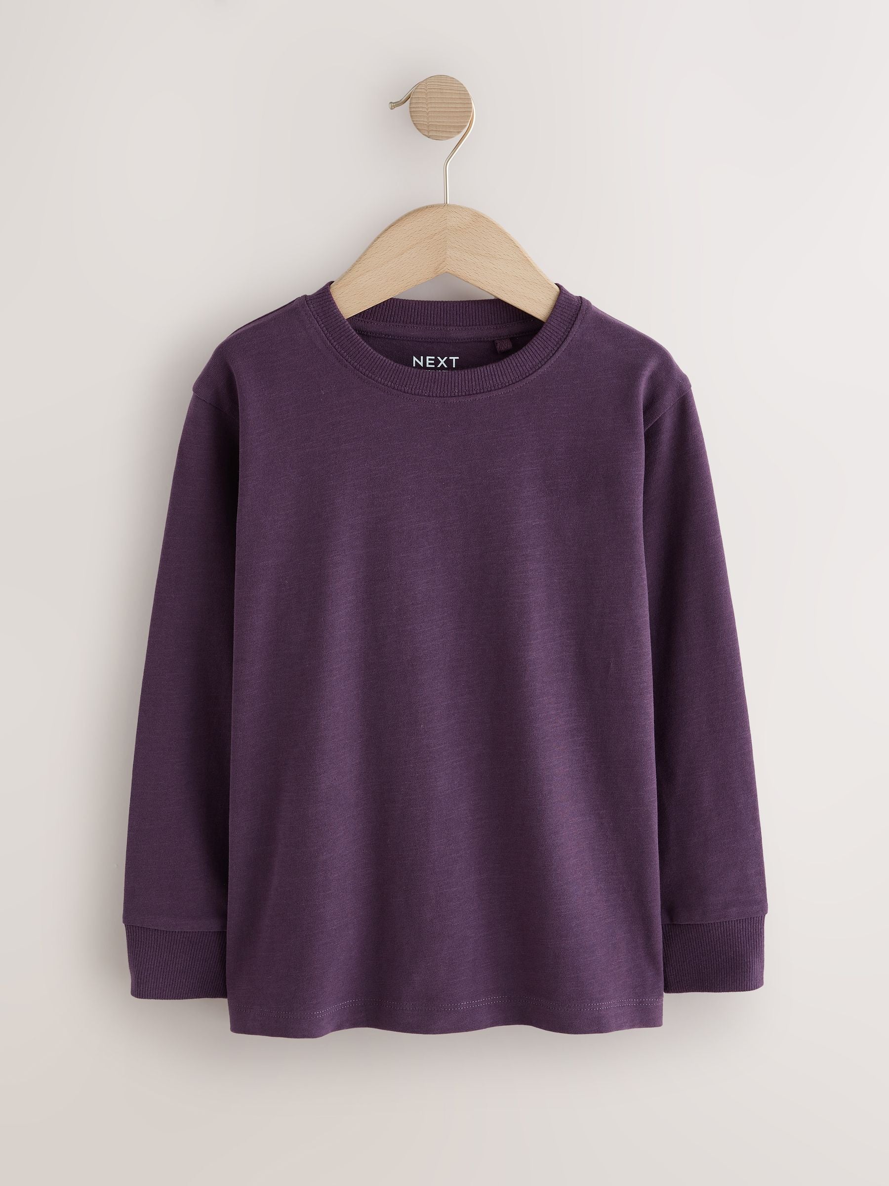 Dsiney Kidz - Khaki/Tan/Purple/Navy Plain Long Sleeve Cosy T-Shirts 4 Pack (3-16yrs) image 4