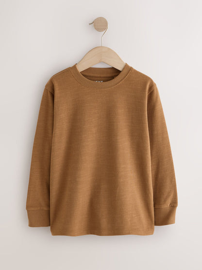 Dsiney Kidz - Khaki/Tan/Purple/Navy Plain Long Sleeve Cosy T-Shirts 4 Pack (3-16yrs) image 5