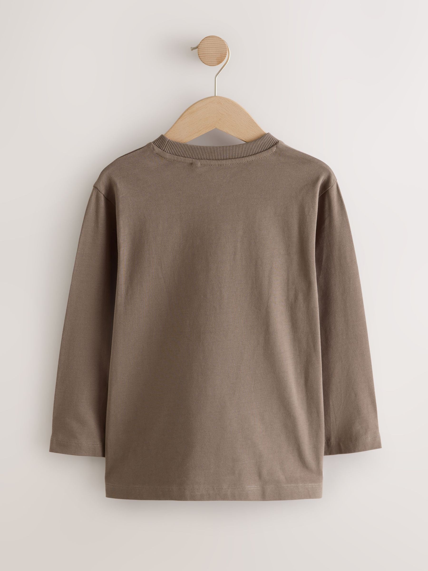 Dsiney Kidz - Grey/Blue/Brown Embroidery Graphic Long Sleeve T-Shirts 3 Pack (3-16yrs) image 5