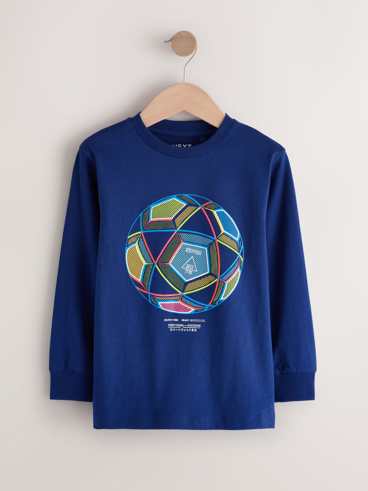 Dsiney Kidz - Blue/Teal/Black Football Relaxed Fit Graphic Print Long Sleeve T-Shirts 3 Pack (3-16yrs) image 2