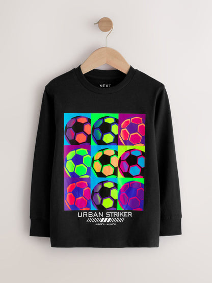 Dsiney Kidz - Blue/Teal/Black Football Relaxed Fit Graphic Print Long Sleeve T-Shirts 3 Pack (3-16yrs) image 3
