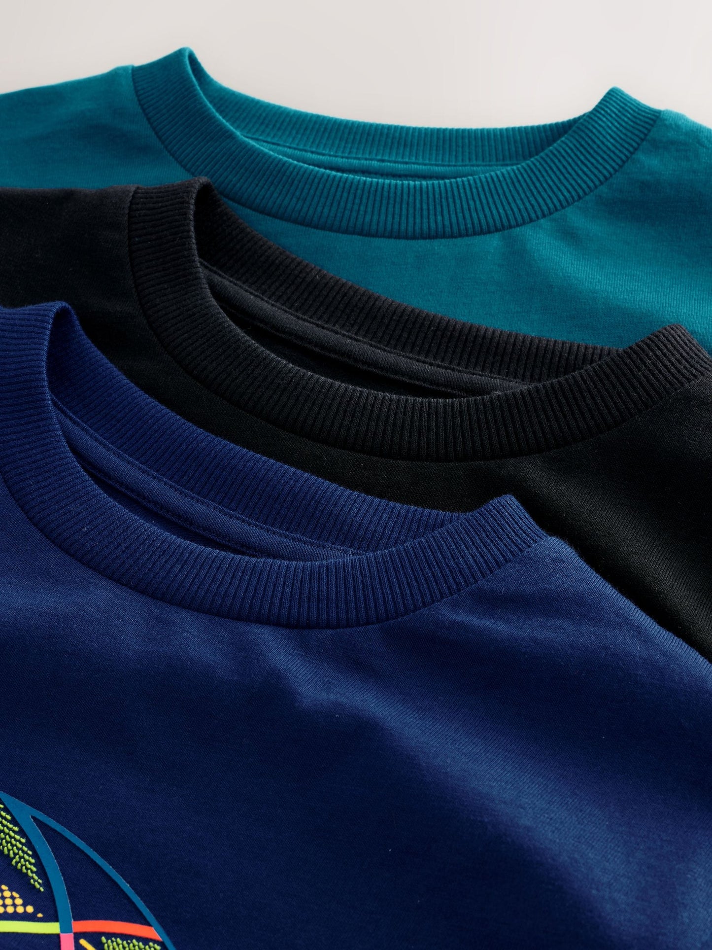 Dsiney Kidz - Blue/Teal/Black Football Relaxed Fit Graphic Print Long Sleeve T-Shirts 3 Pack (3-16yrs) image 6