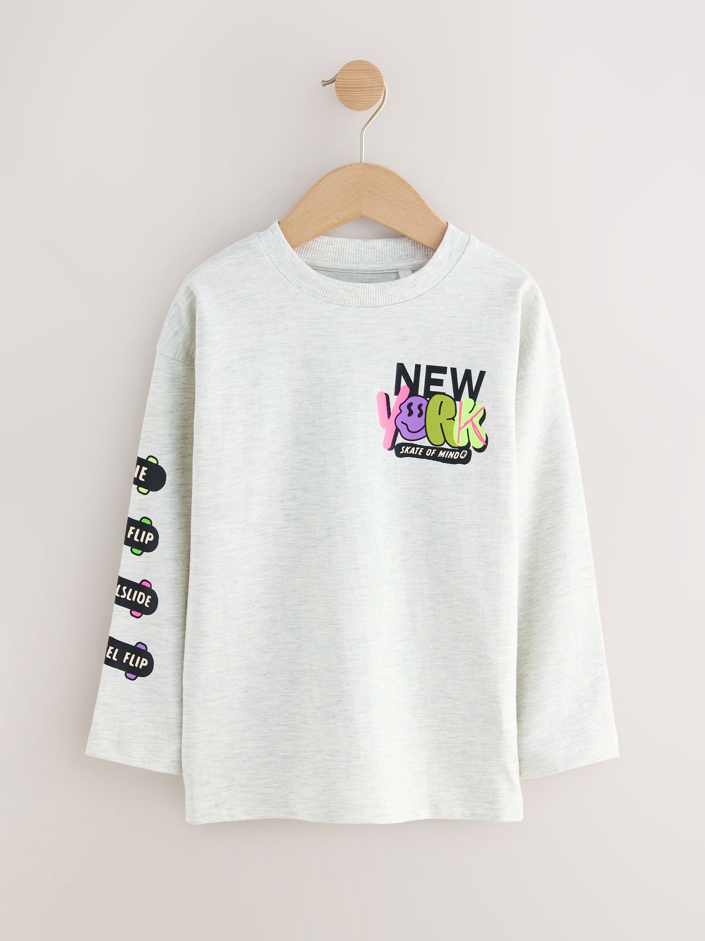 Dsiney Kidz - Teal/Blue/Grey Bright Graffiti Relaxed Fit Graphic Print Long Sleeve T-Shirts 3 Pack (3-16yrs) image 5