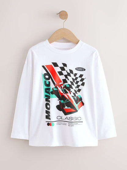 Dsiney Kidz - Black/White/Grey Cars Relaxed Fit Graphic Print Long Sleeve T-Shirts 3 Pack (3-16yrs) image 4