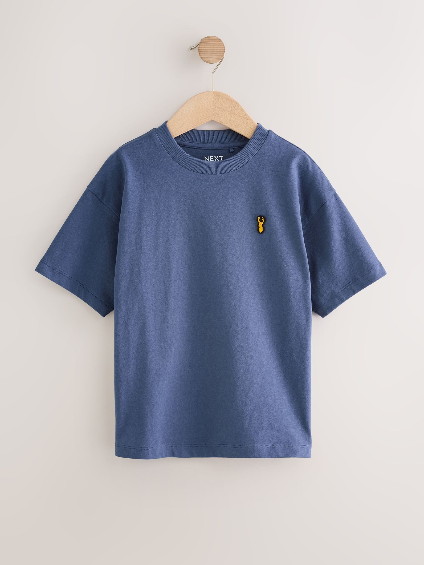Dsiney Kidz - Blue/Rust/Khaki/Black Short Sleeve Stag Embroidered T-Shirts 4 Pack (3-16yrs) image 2
