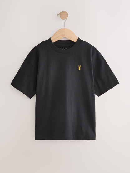 Dsiney Kidz - Blue/Rust/Khaki/Black Short Sleeve Stag Embroidered T-Shirts 4 Pack (3-16yrs) image 5