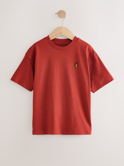 Dsiney Kidz - Blue/Rust/Khaki/Black Short Sleeve Stag Embroidered T-Shirts 4 Pack (3-16yrs) image 6