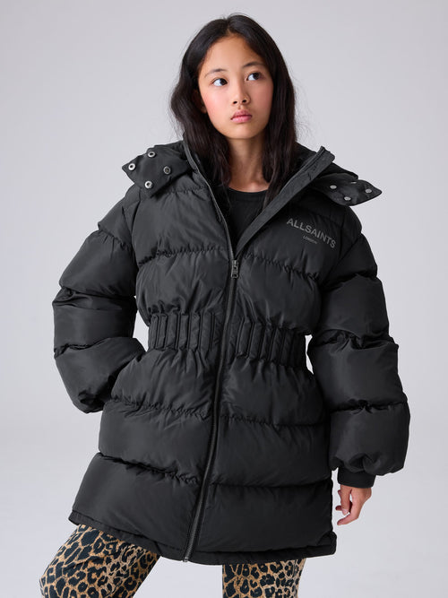 smALLSAINTS Black Waisted Longline Padded Coat - image 1