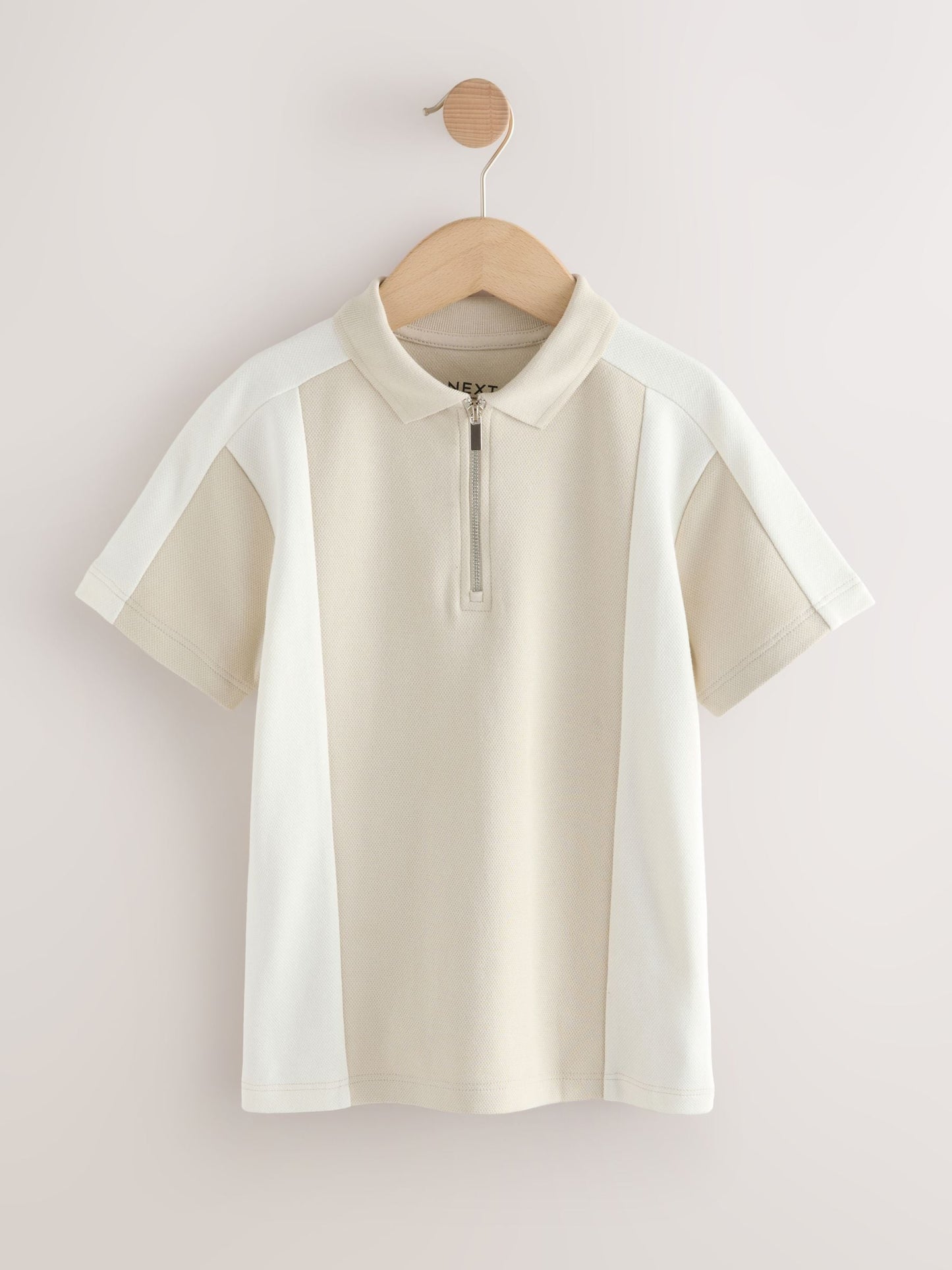 Dsiney Kidz - Stone Zip Neck Textured Colourblock Polo Shirt (3-16yrs) image 1