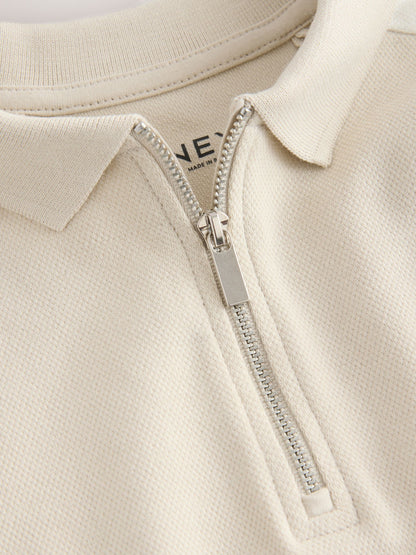 Dsiney Kidz - Stone Zip Neck Textured Colourblock Polo Shirt (3-16yrs) image 4