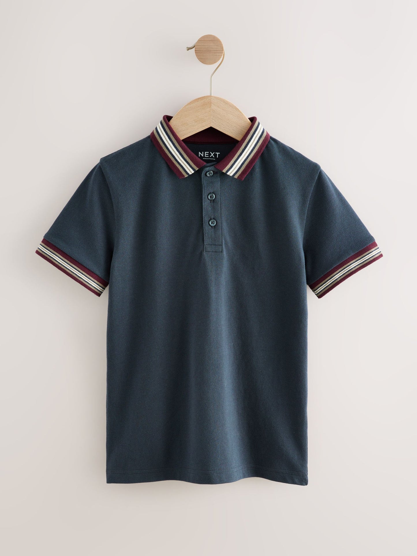 Dsiney Kidz - Grey Stripe Tipped Collar Short Sleeve Polo Shirt (3-16yrs) image 5