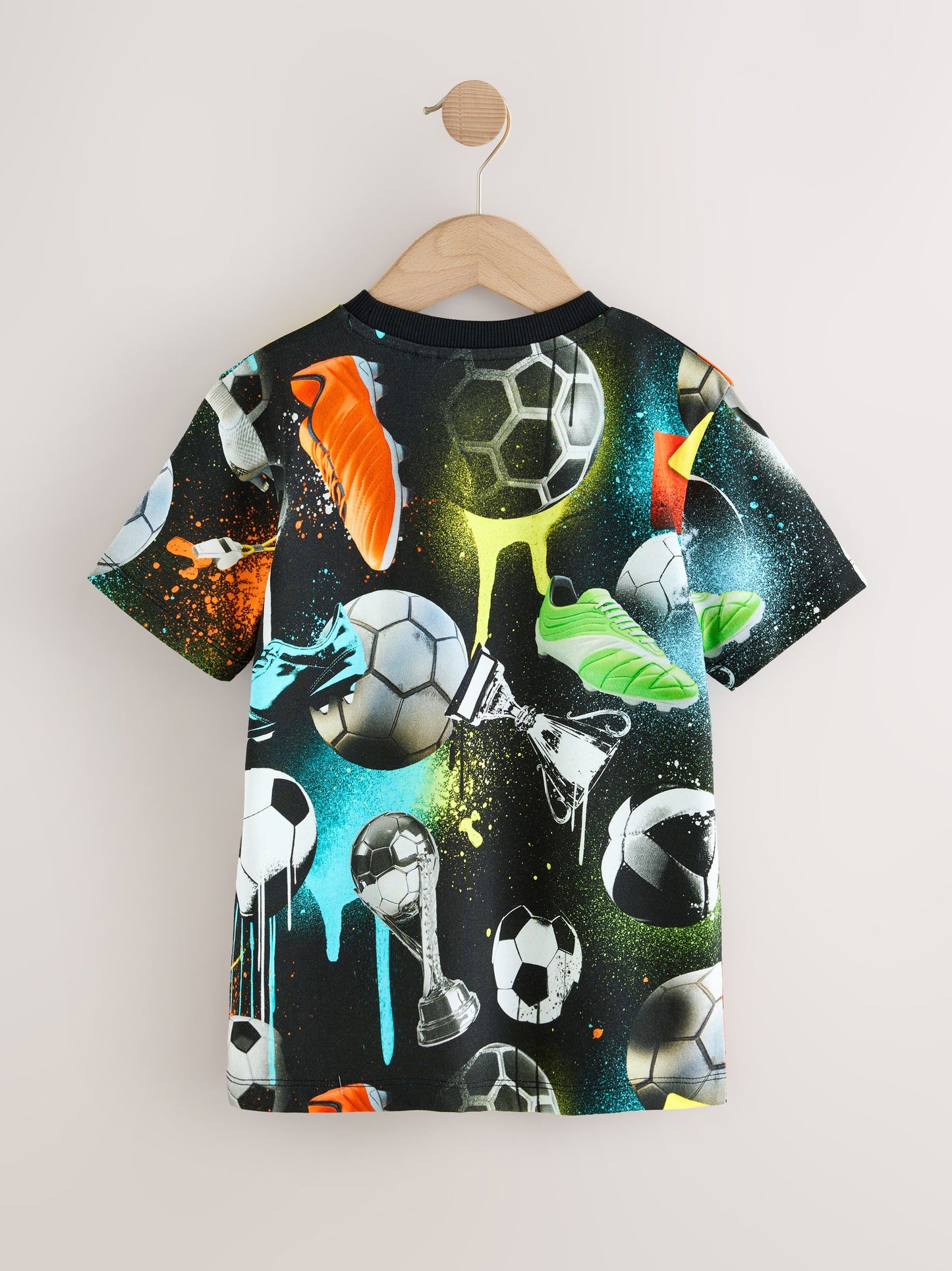 Dsiney Kidz - Black/Multi Football Regular Fit Short Sleeve All-Over Print T-Shirt (3-16yrs) image 2