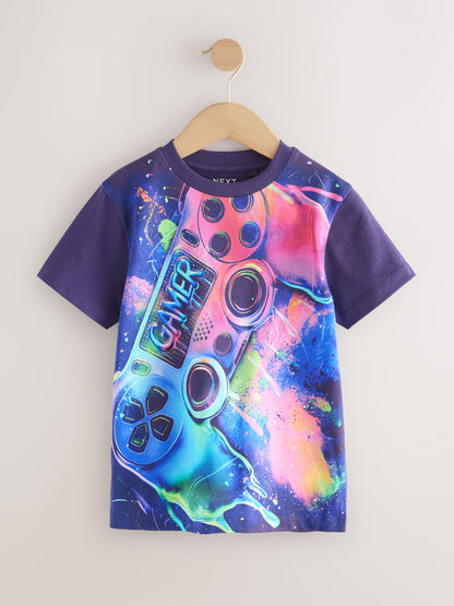 Dsiney Kidz - Purple Controller Regular Fit Short Sleeve All-Over Print T-Shirt (3-16yrs) image 1