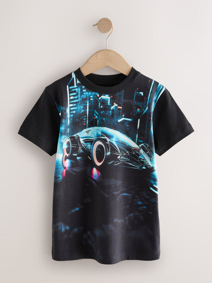 Dsiney Kidz - Black Car Regular Fit Short Sleeve All-Over Print T-Shirt (3-16yrs) image 1