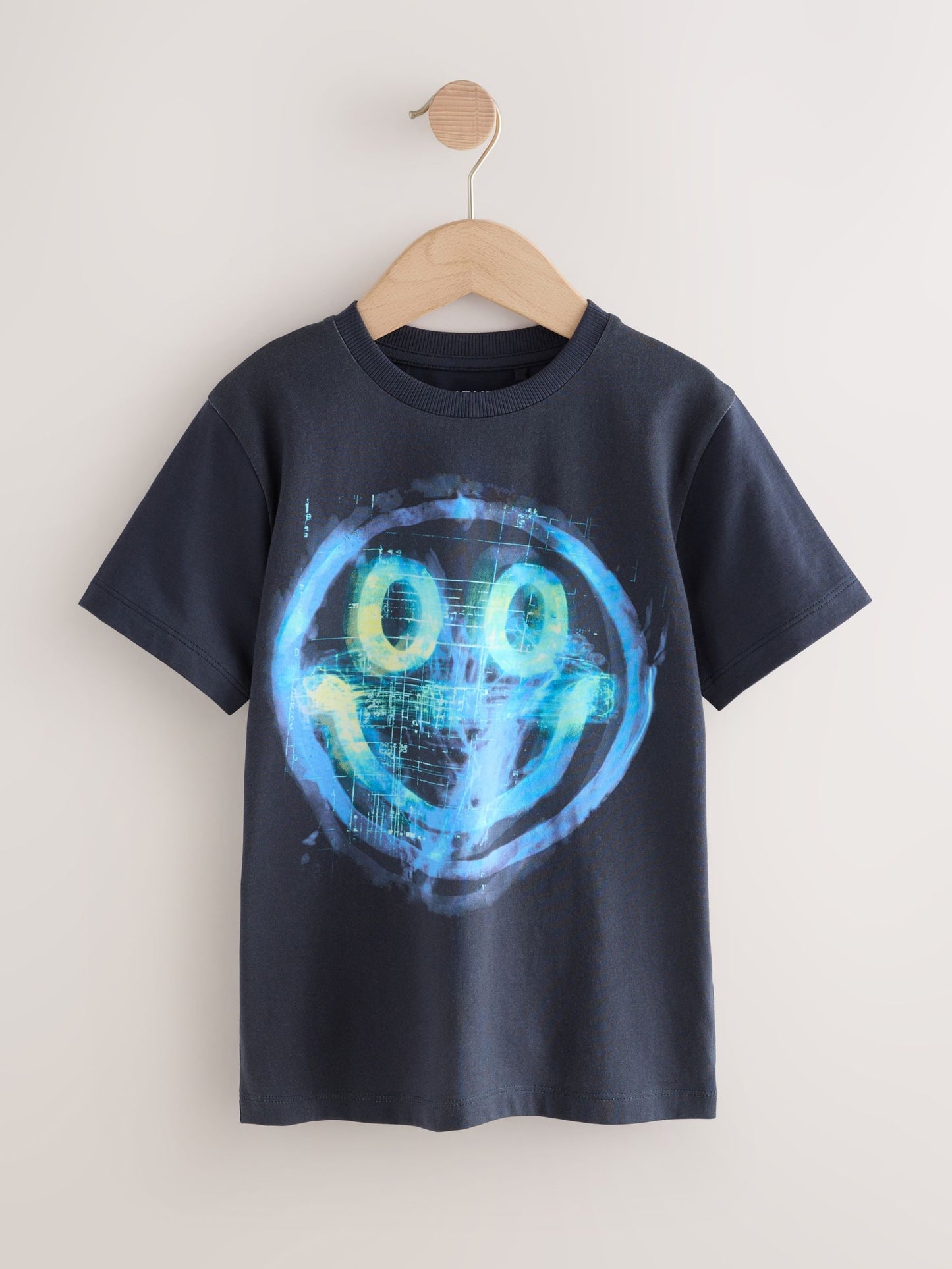 Dsiney Kidz - Navy Digi Happy Face Regular Fit Short Sleeve All-Over Print T-Shirt (3-16yrs) image 1