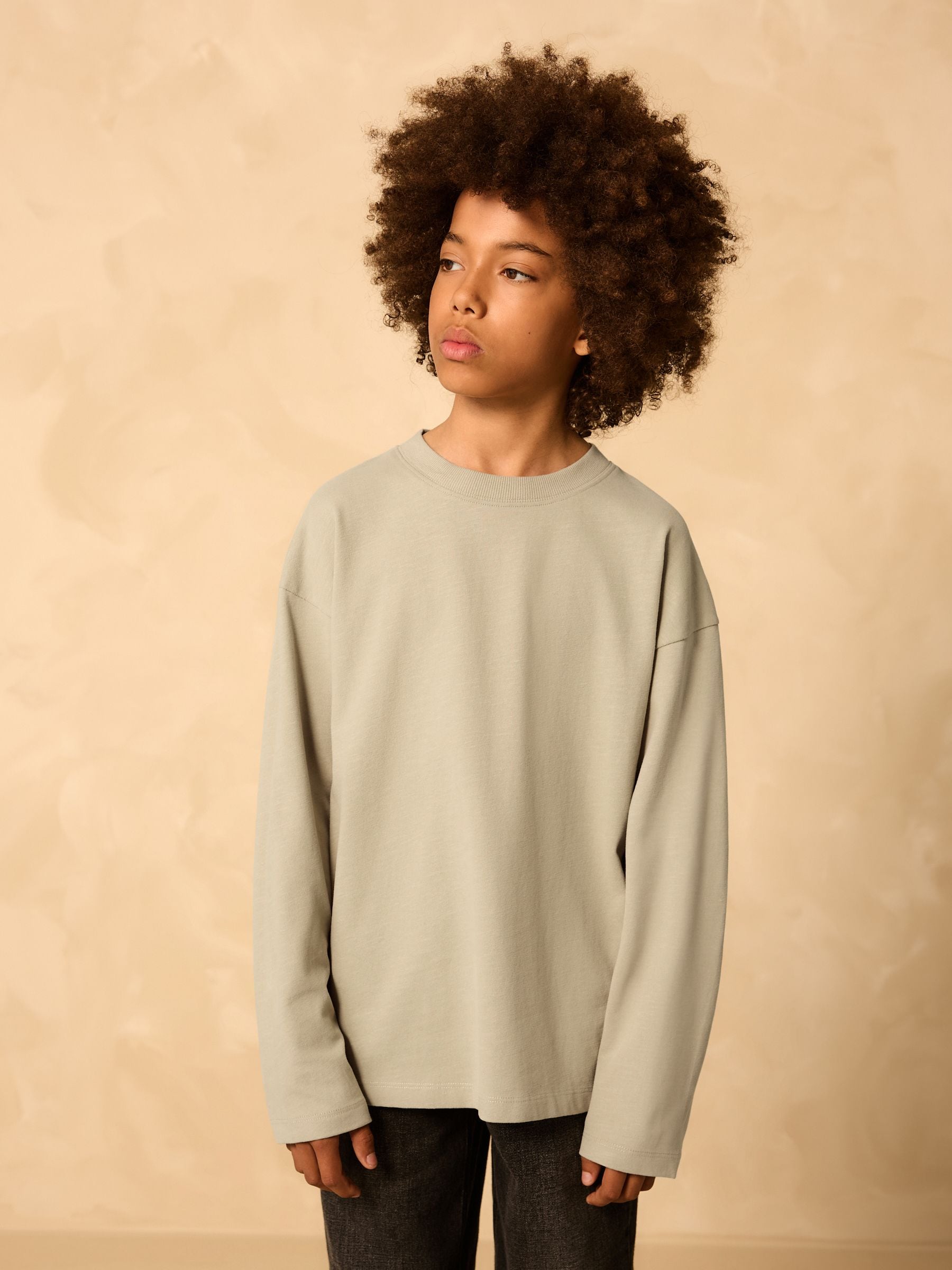 Dsiney Kidz - Stone Relaxed Fit Long Sleeve Cosy T-Shirt (3-16yrs) image 1