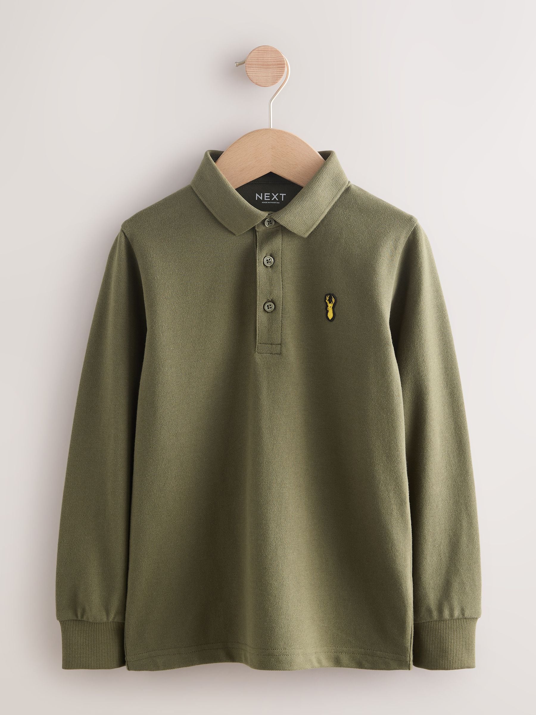 Dsiney Kidz - Khaki Green Long Sleeve Polo Shirt (3-16yrs) image 1