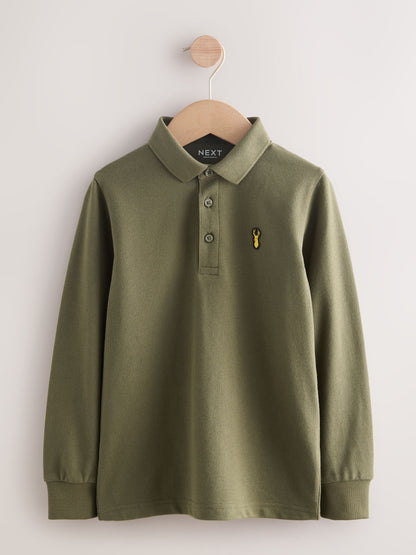 Dsiney Kidz - Khaki Green Long Sleeve Polo Shirt (3-16yrs) image 1