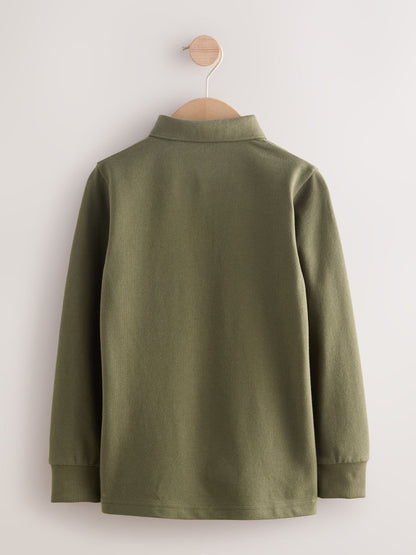 Dsiney Kidz - Khaki Green Long Sleeve Polo Shirt (3-16yrs) image 2