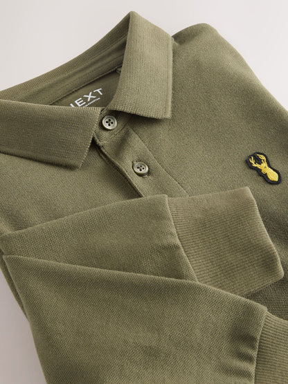 Dsiney Kidz - Khaki Green Long Sleeve Polo Shirt (3-16yrs) image 3