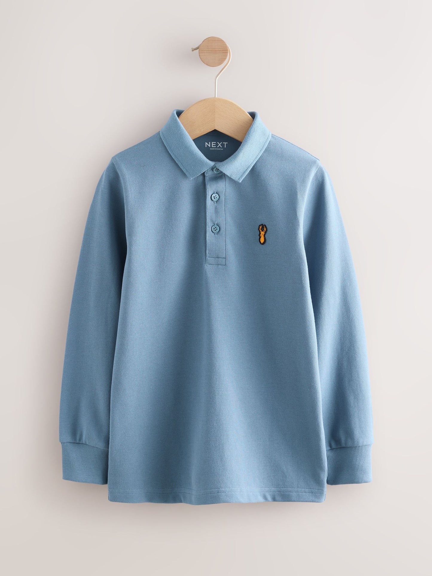 Dsiney Kidz - Mid Blue Long Sleeve Polo Shirt (3-16yrs) image 1