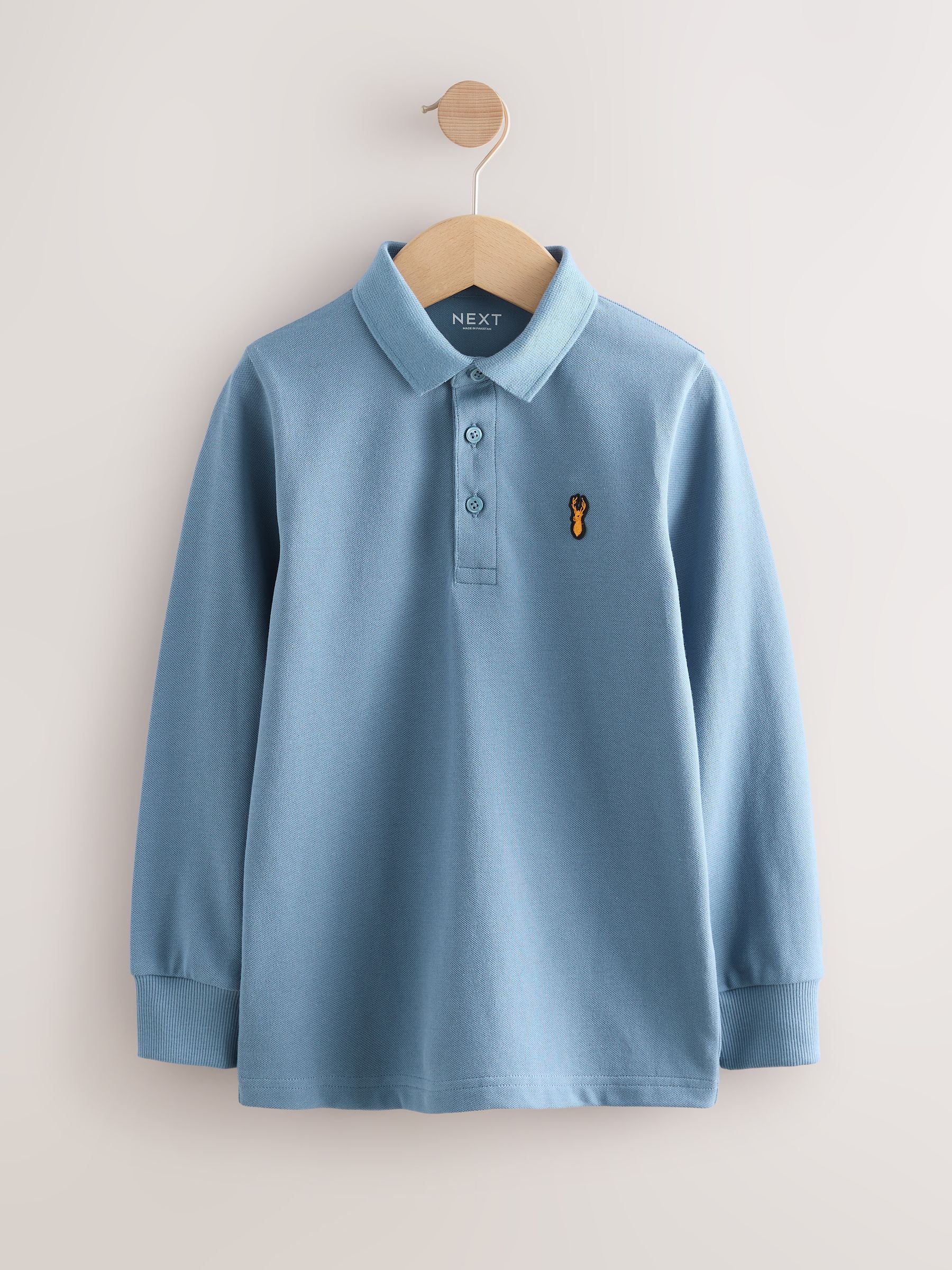 Dsiney Kidz - Mid Blue Long Sleeve Polo Shirt (3-16yrs) image 1