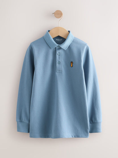 Dsiney Kidz - Mid Blue Long Sleeve Polo Shirt (3-16yrs) image 1