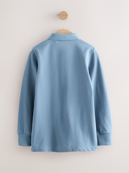 Dsiney Kidz - Mid Blue Long Sleeve Polo Shirt (3-16yrs) image 2