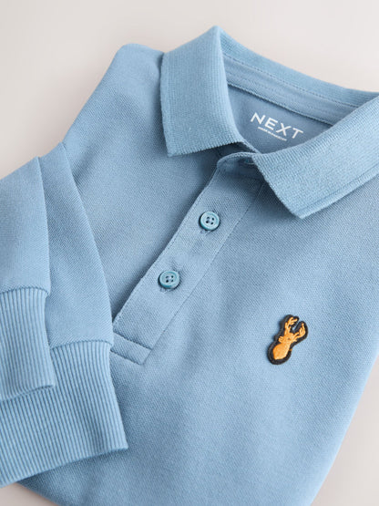 Dsiney Kidz - Mid Blue Long Sleeve Polo Shirt (3-16yrs) image 3