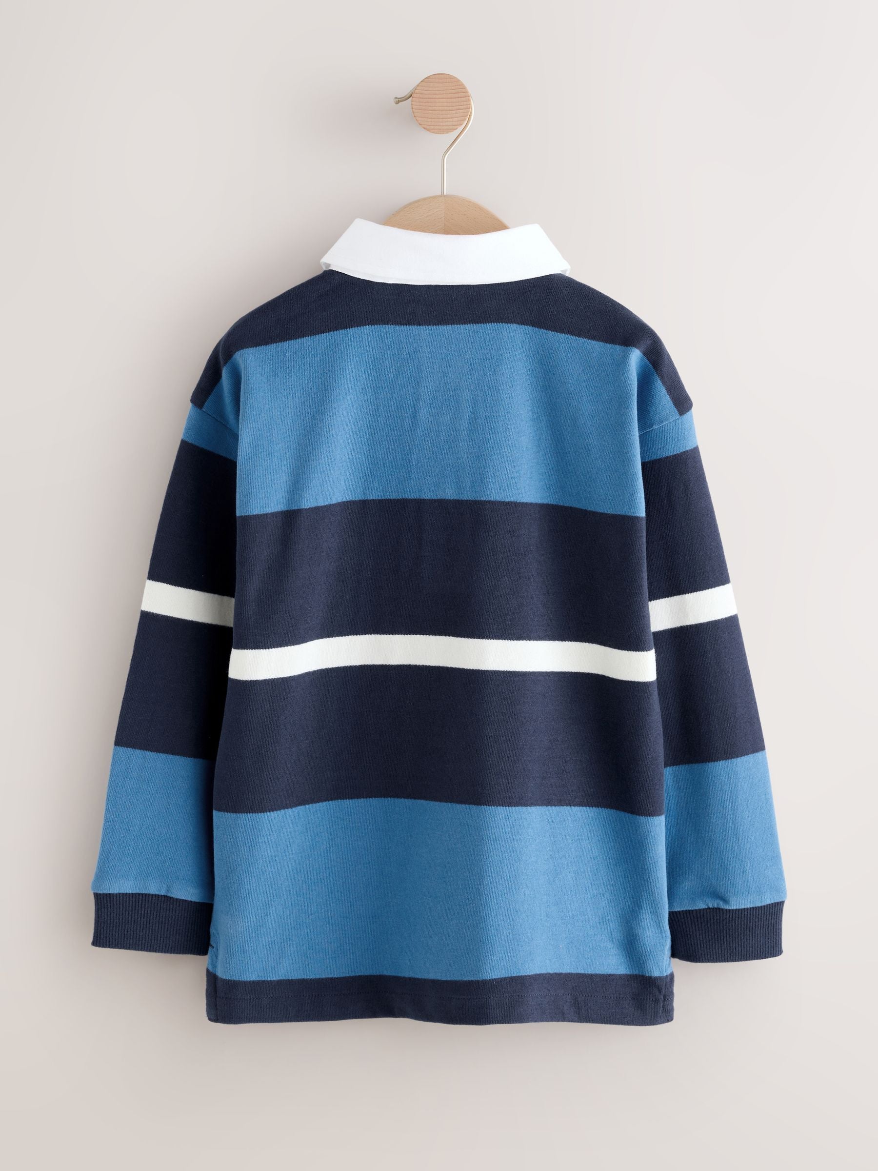 Dsiney Kidz - Blue/White Long Sleeve Rugby 100% Cotton Polo Shirt (3-16yrs) image 6