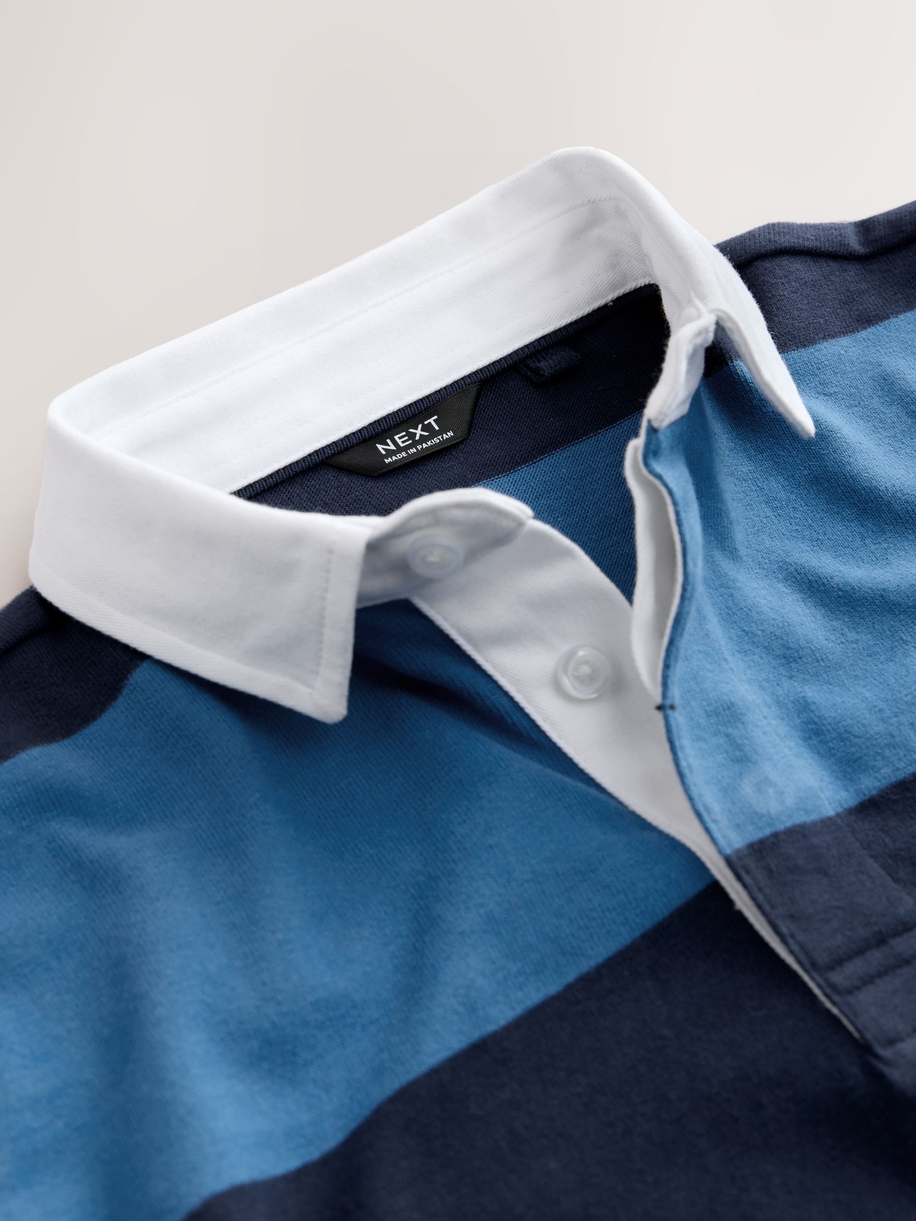 Dsiney Kidz - Blue/White Long Sleeve Rugby 100% Cotton Polo Shirt (3-16yrs) image 7