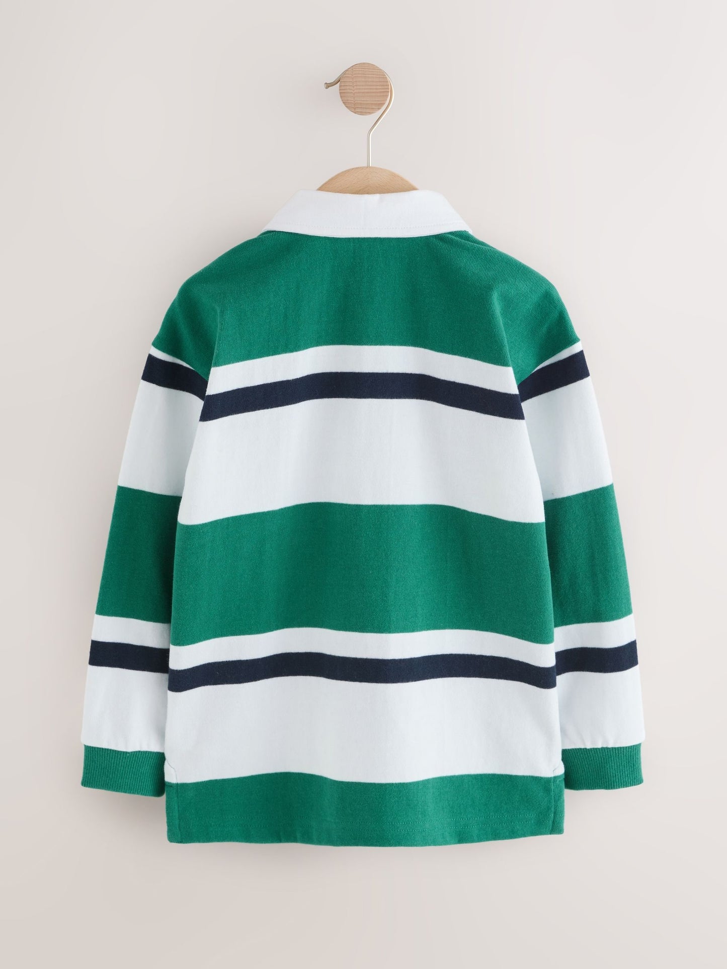 Dsiney Kidz - Green/White Long Sleeve Rugby 100% Cotton Polo Shirt (3-16yrs) image 2