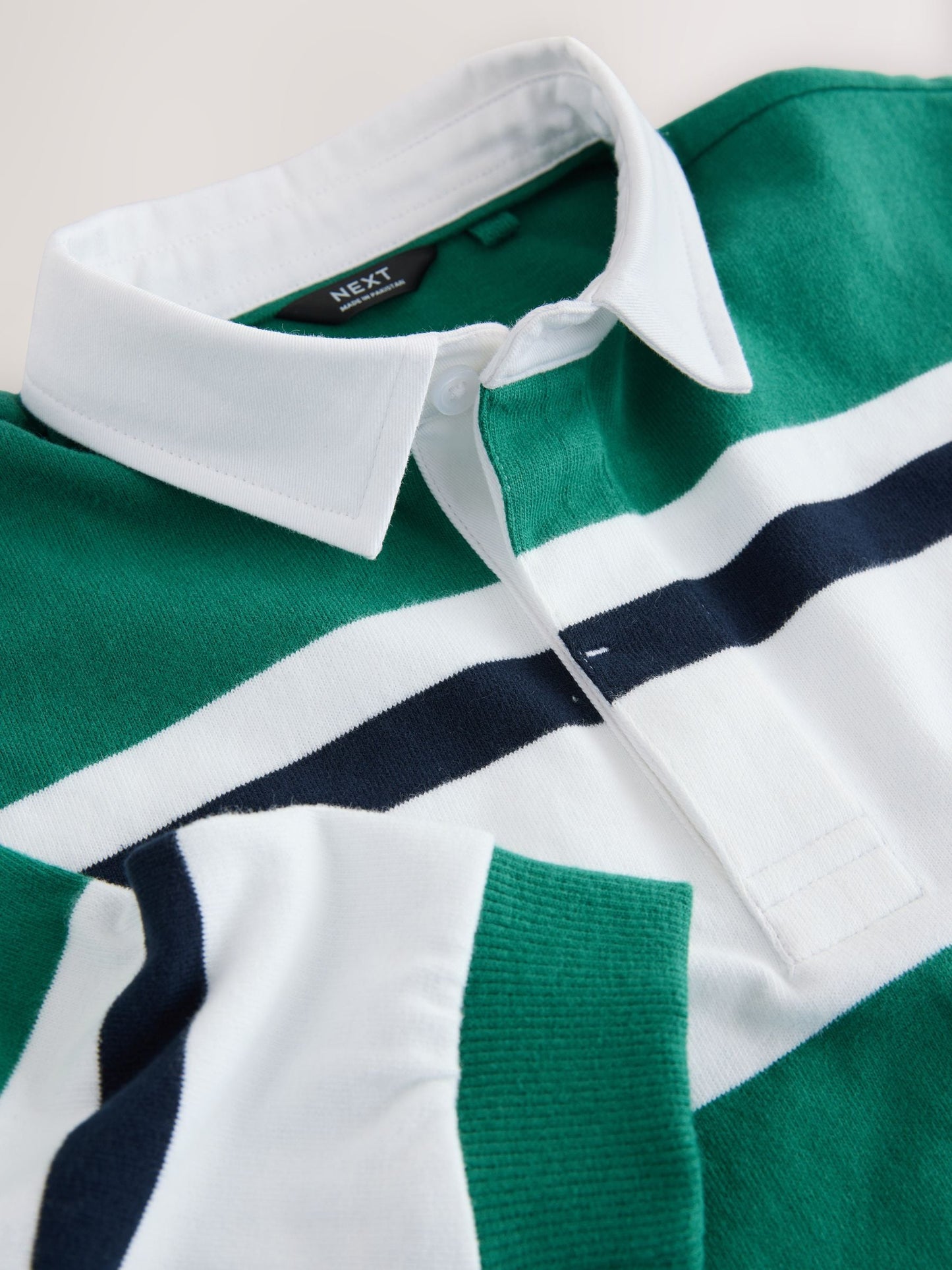 Dsiney Kidz - Green/White Long Sleeve Rugby 100% Cotton Polo Shirt (3-16yrs) image 3