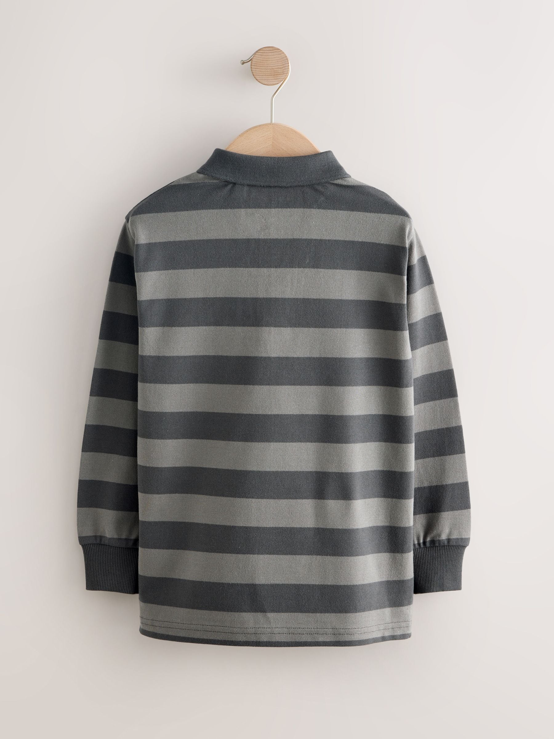 Dsiney Kidz - Charcoal/Grey Stripe Long Sleeve Polo Shirt (3-16yrs) image 4
