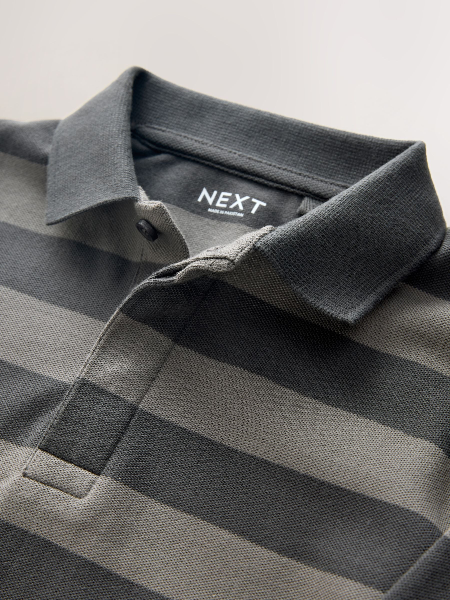 Dsiney Kidz - Charcoal/Grey Stripe Long Sleeve Polo Shirt (3-16yrs) image 5