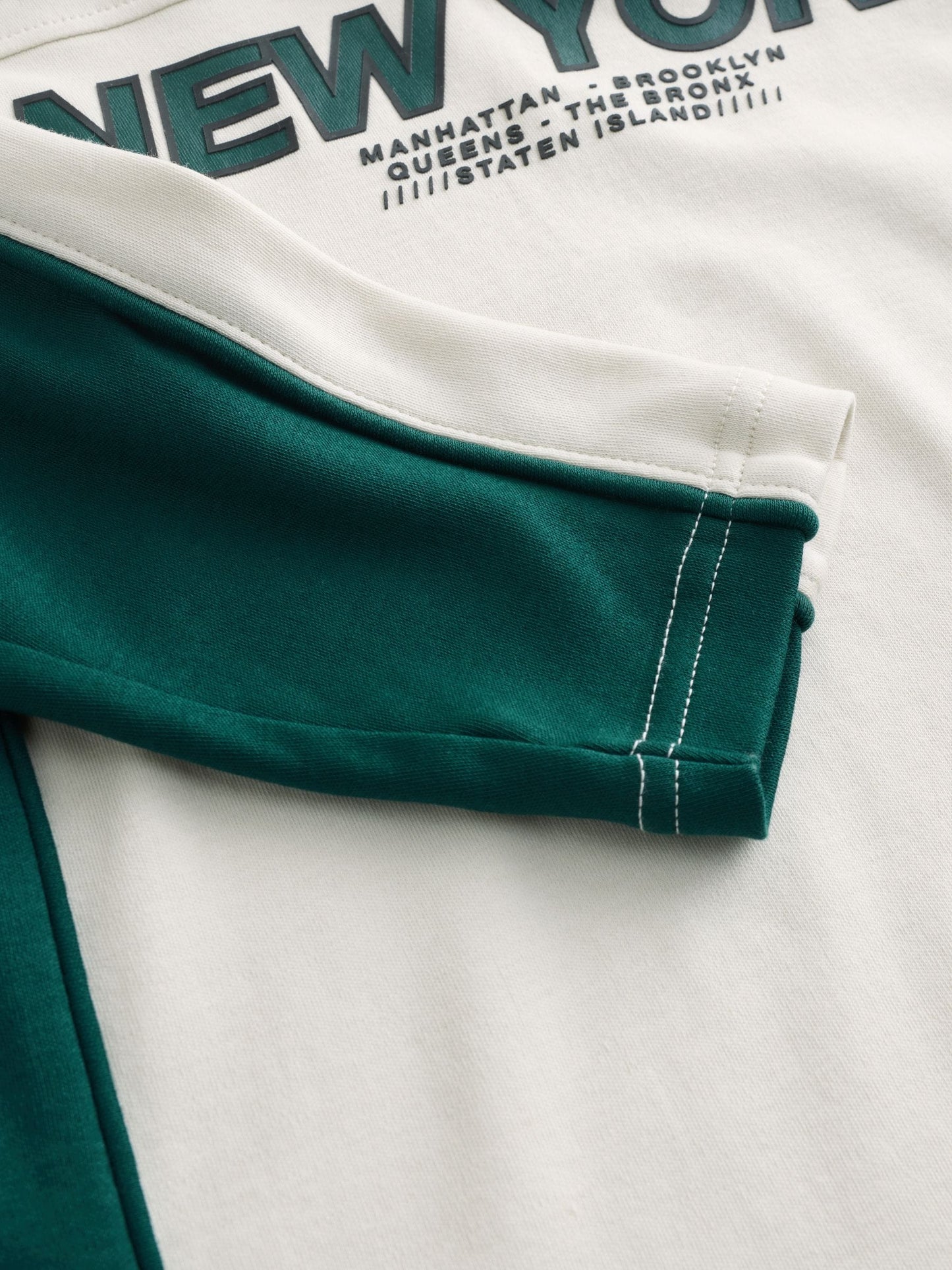 Dsiney Kidz - Ecru/Green Varsity Long Sleeve Cotton T-Shirt (3-16yrs) image 7
