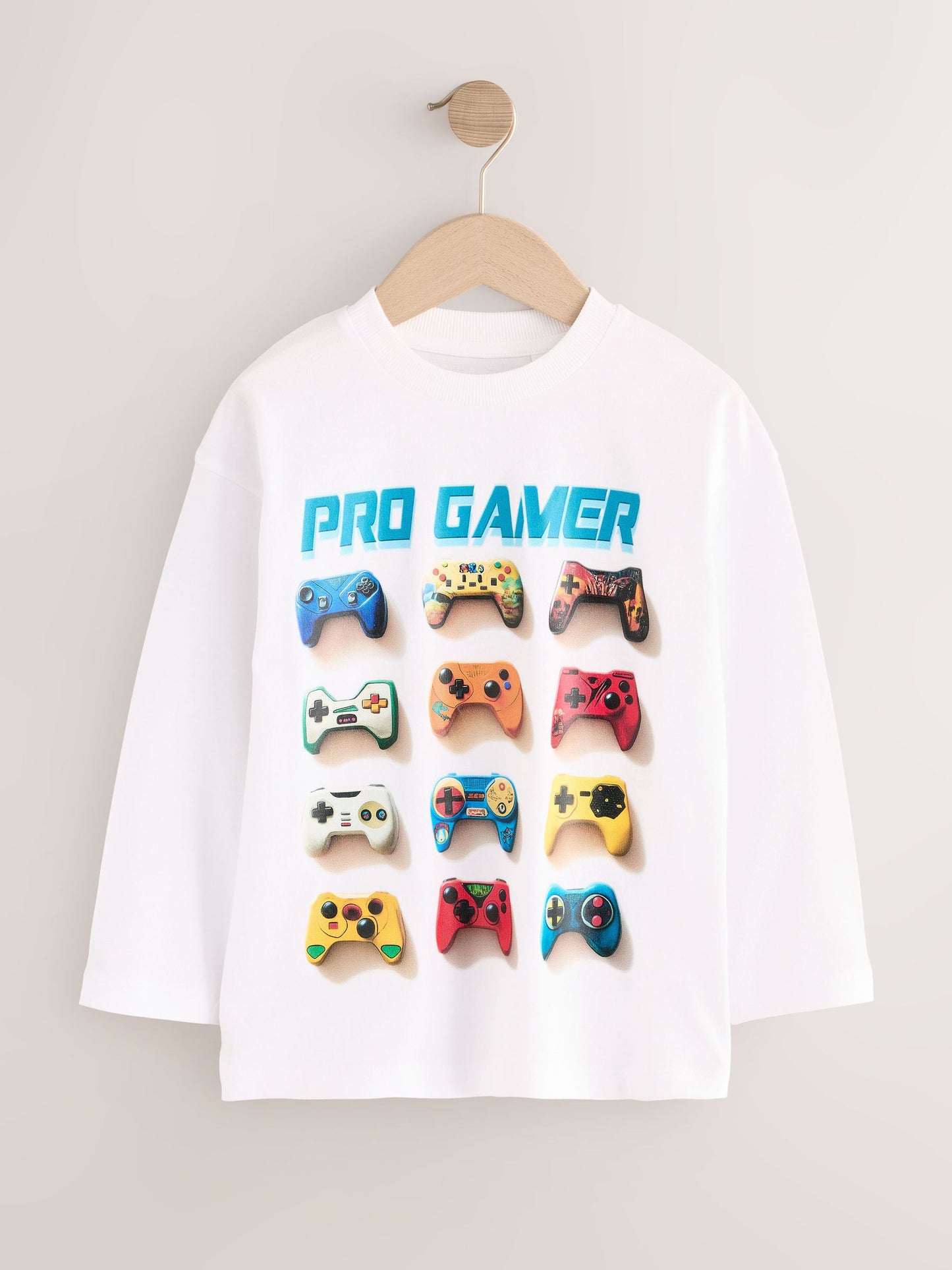 Dsiney Kidz - White Gamer Relaxed Fit Graphic Long Sleeve Cotton T-Shirt (3-16yrs) image 1
