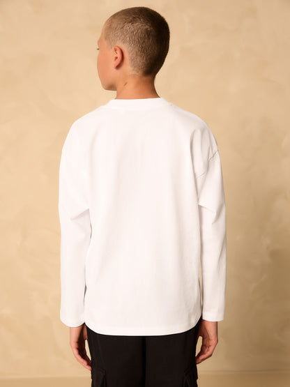 Dsiney Kidz - White Gamer Relaxed Fit Graphic Long Sleeve Cotton T-Shirt (3-16yrs) image 4