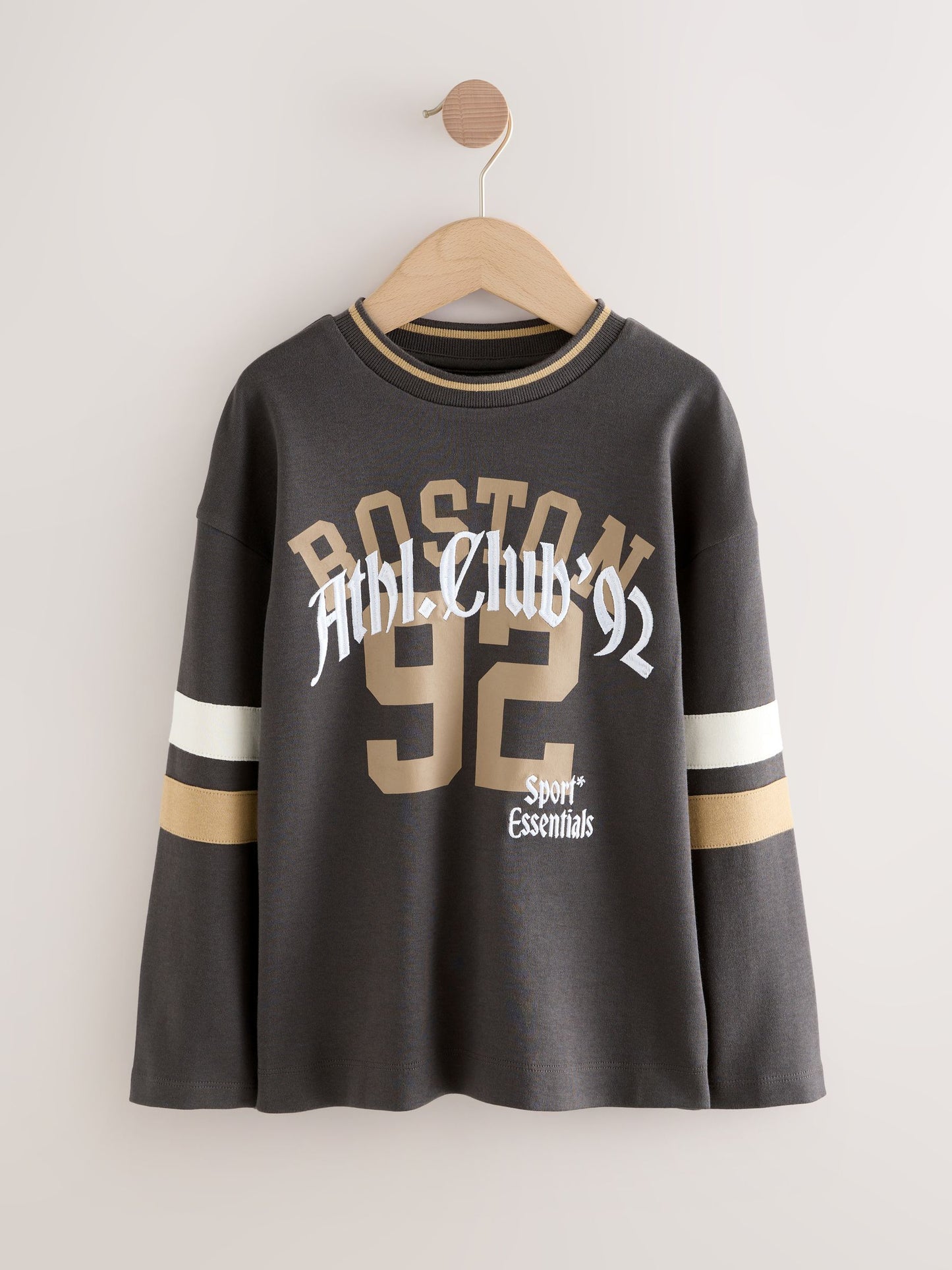 Dsiney Kidz - Charcoal Grey Varsity Long Sleeve Cotton T-Shirt (3-16yrs) image 5