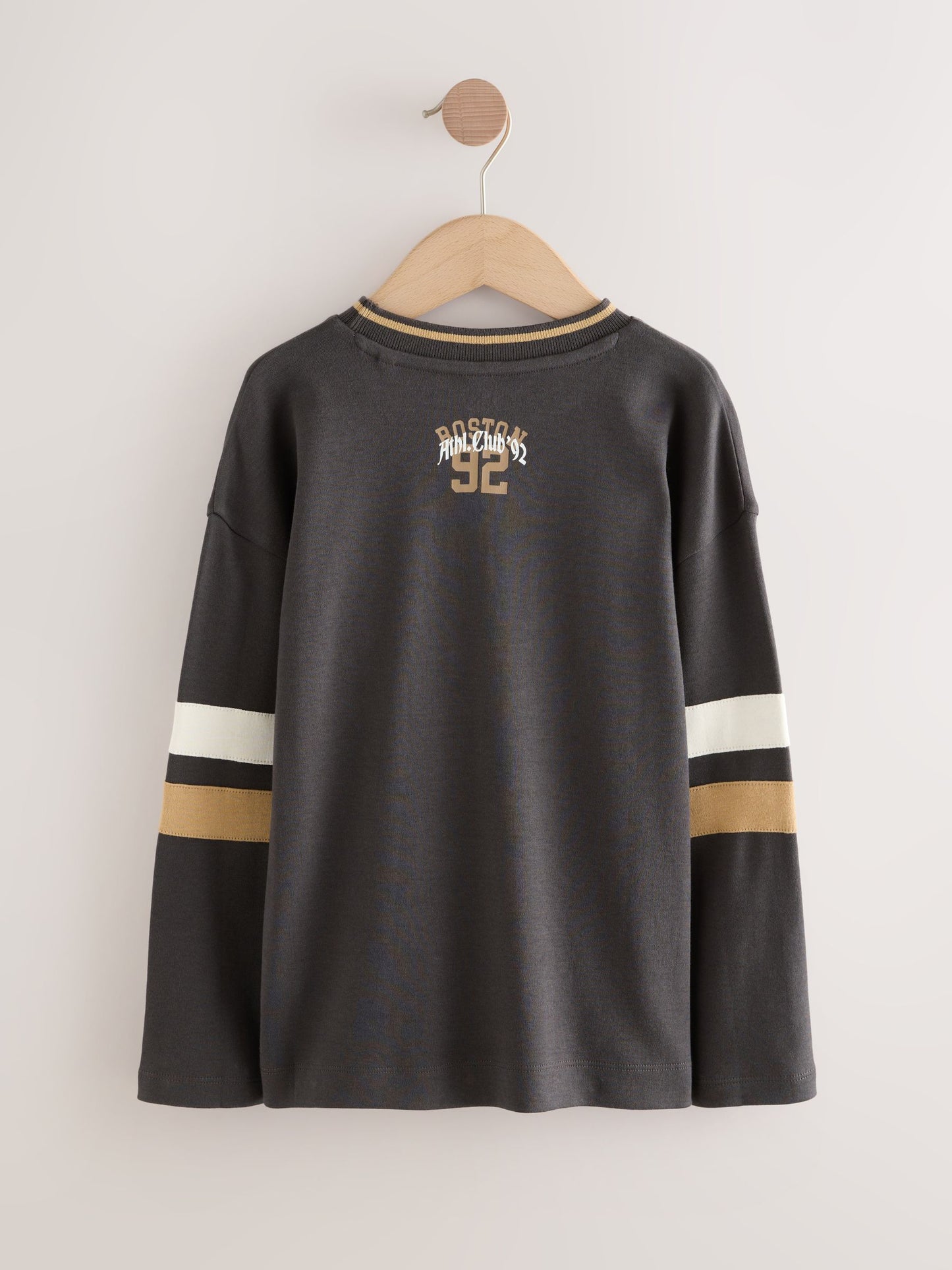 Dsiney Kidz - Charcoal Grey Varsity Long Sleeve Cotton T-Shirt (3-16yrs) image 6