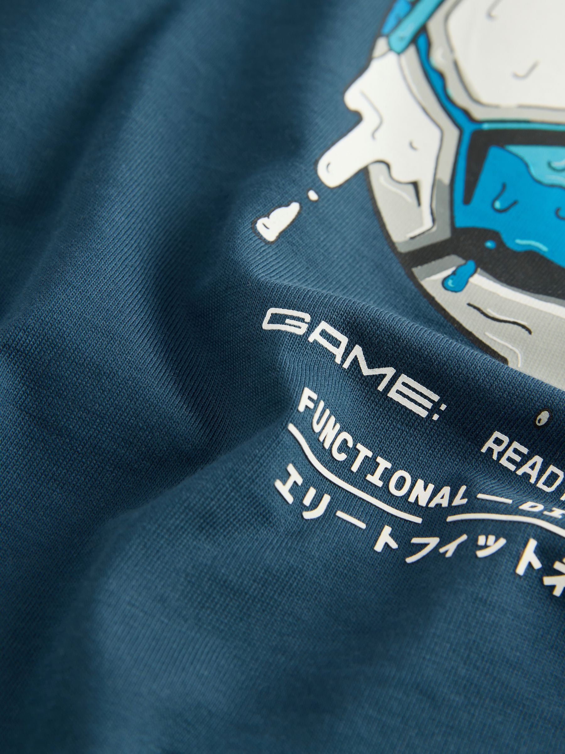 Dsiney Kidz - Mid Blue Football Relaxed Fit Graphic Long Sleeve Cotton T-Shirt (3-16yrs) image 3
