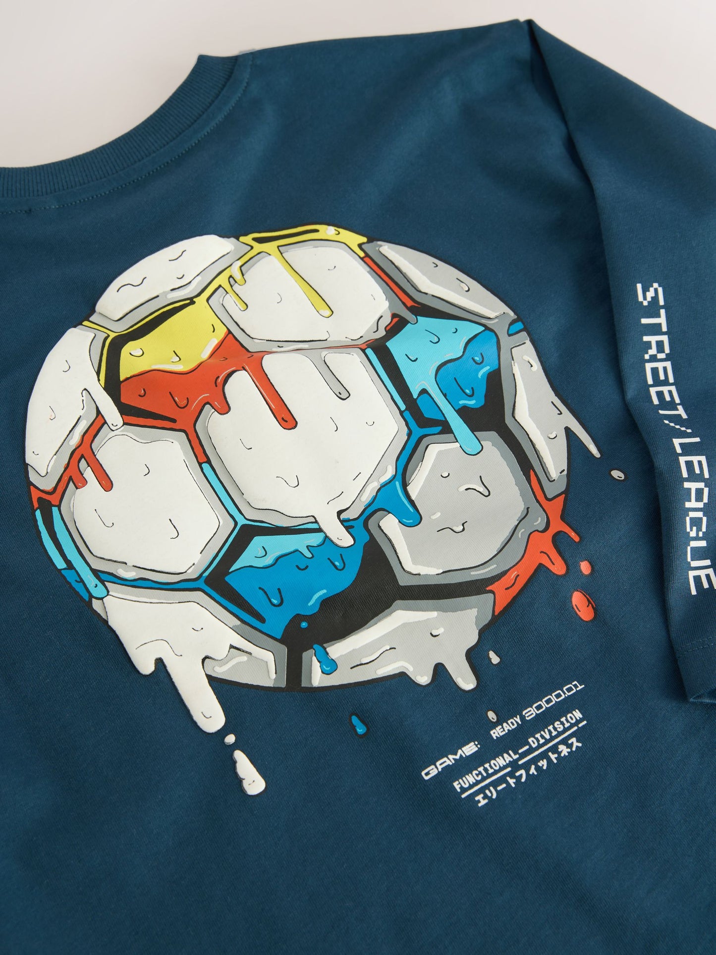 Dsiney Kidz - Mid Blue Football Relaxed Fit Graphic Long Sleeve Cotton T-Shirt (3-16yrs) image 4