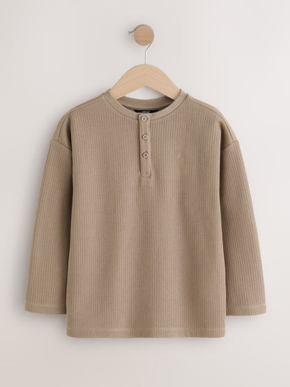 Dsiney Kidz - Stone Textured Long Sleeve Henley Neck T-Shirt (3-16yrs) image 1
