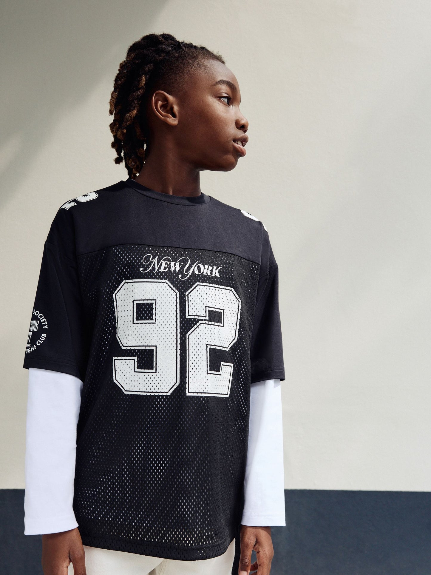 Dsiney Kidz - Black/White Varsity Short and Long Sleeve T-Shirt 2 Piece Set (3-16yrs) image 1