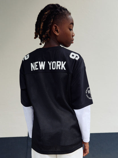Dsiney Kidz - Black/White Varsity Short and Long Sleeve T-Shirt 2 Piece Set (3-16yrs) image 10