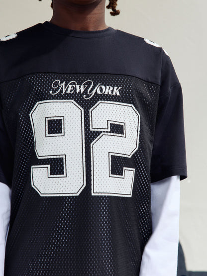 Dsiney Kidz - Black/White Varsity Short and Long Sleeve T-Shirt 2 Piece Set (3-16yrs) image 11