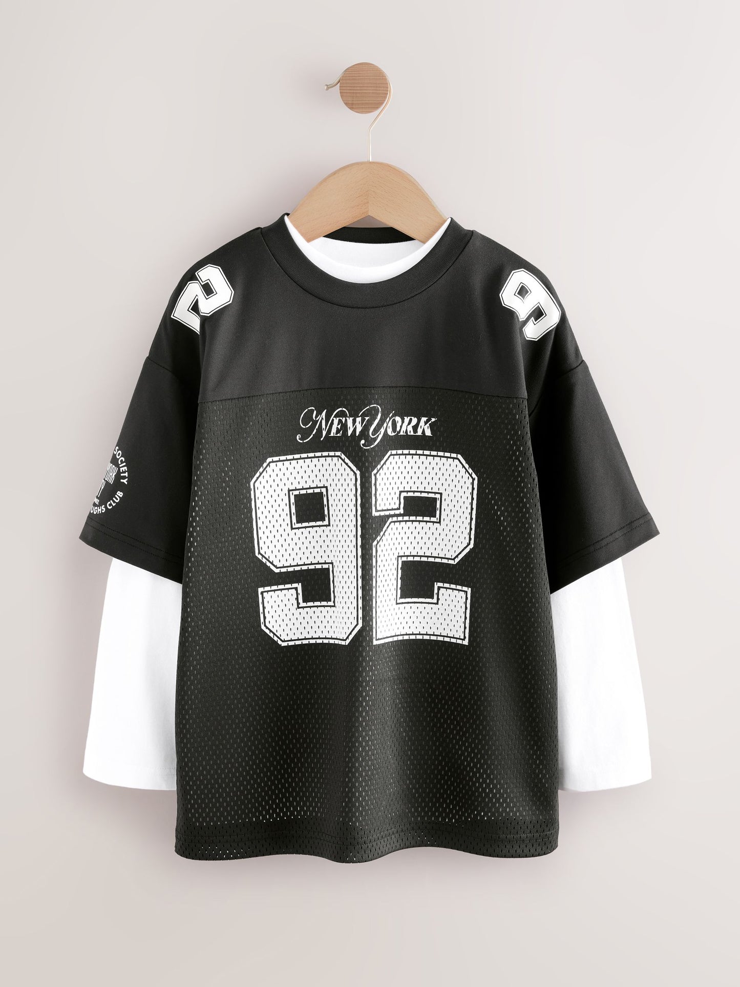 Dsiney Kidz - Black/White Varsity Short and Long Sleeve T-Shirt 2 Piece Set (3-16yrs) image 12